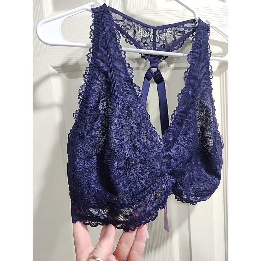 Savage X Fenty 1X Bralette Blue Lace Wireless Pullover RacerBack Rihanna - Picture 4 of 13